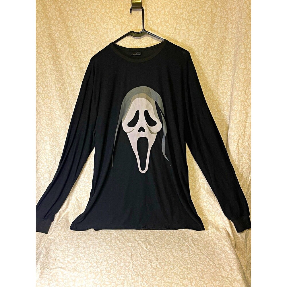 Ghost Face Fun World Div. Men's Black Long Sleeve Graphic Crew Neck Tee XL